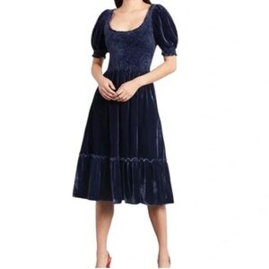 Hill House Midnight Blue Velvet Midi Dress
